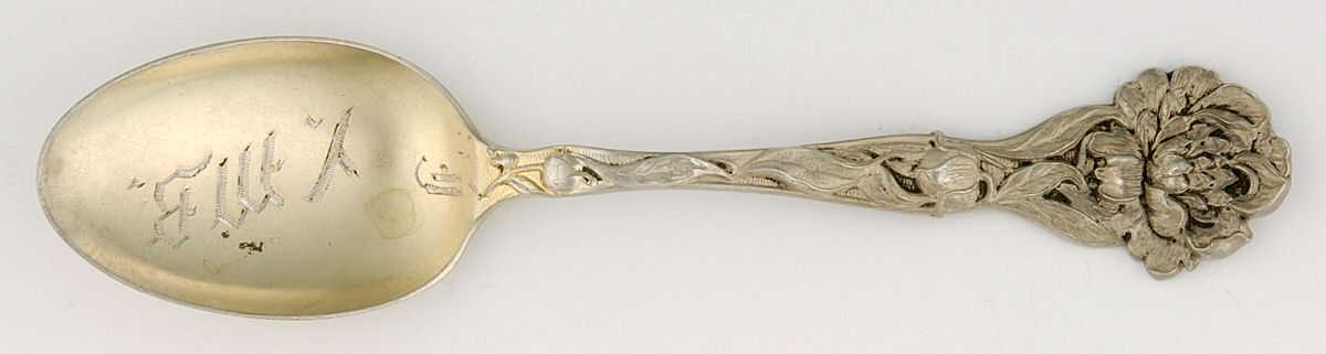BMS45 (Sterling) Monogram Five O'Clock Teaspoon by Baker Manchester-1