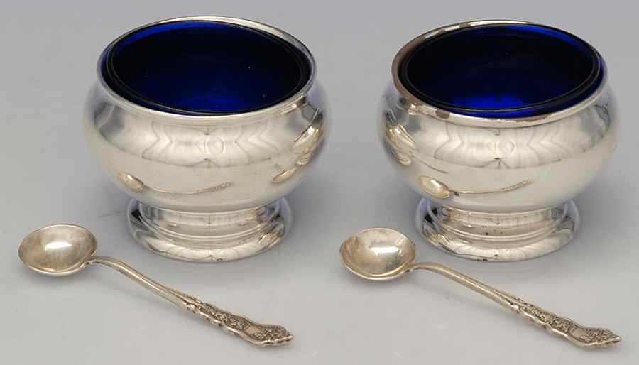 941 (Sterling, Hollowware) Open Master Salt W/Spoon (Set of 2) by Becht & Hartl, Inc.-1