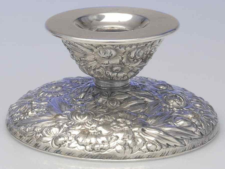 Repousse (Silverplate, Hollowware) 2" Console Candleholder by Barbour Silver (USA)-1
