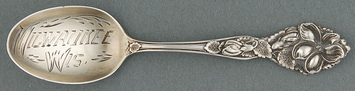BMS48 (Sterling) Souvenir Spoon (Five O'Clock) by Baker Manchester-1
