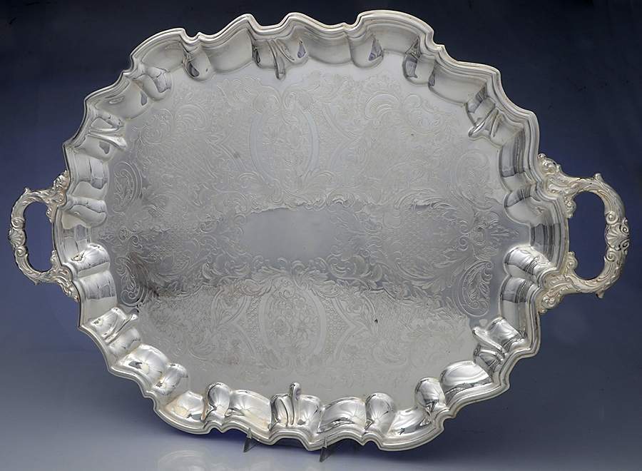 61 (Silverplate, Hollowware) Footed Silverplate Waiter Tray by Bristol Plate -1