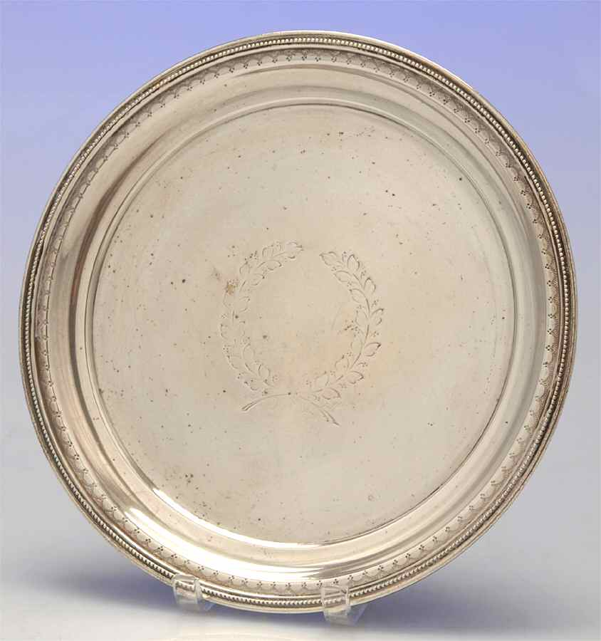 45 (Sterling, Hollowware) Small Round Sterling Tray by Bixby-1