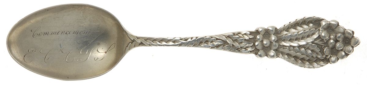 Floral Series (Sterling) Monogram Five O'Clock Teaspoon by Baker Manchester-1