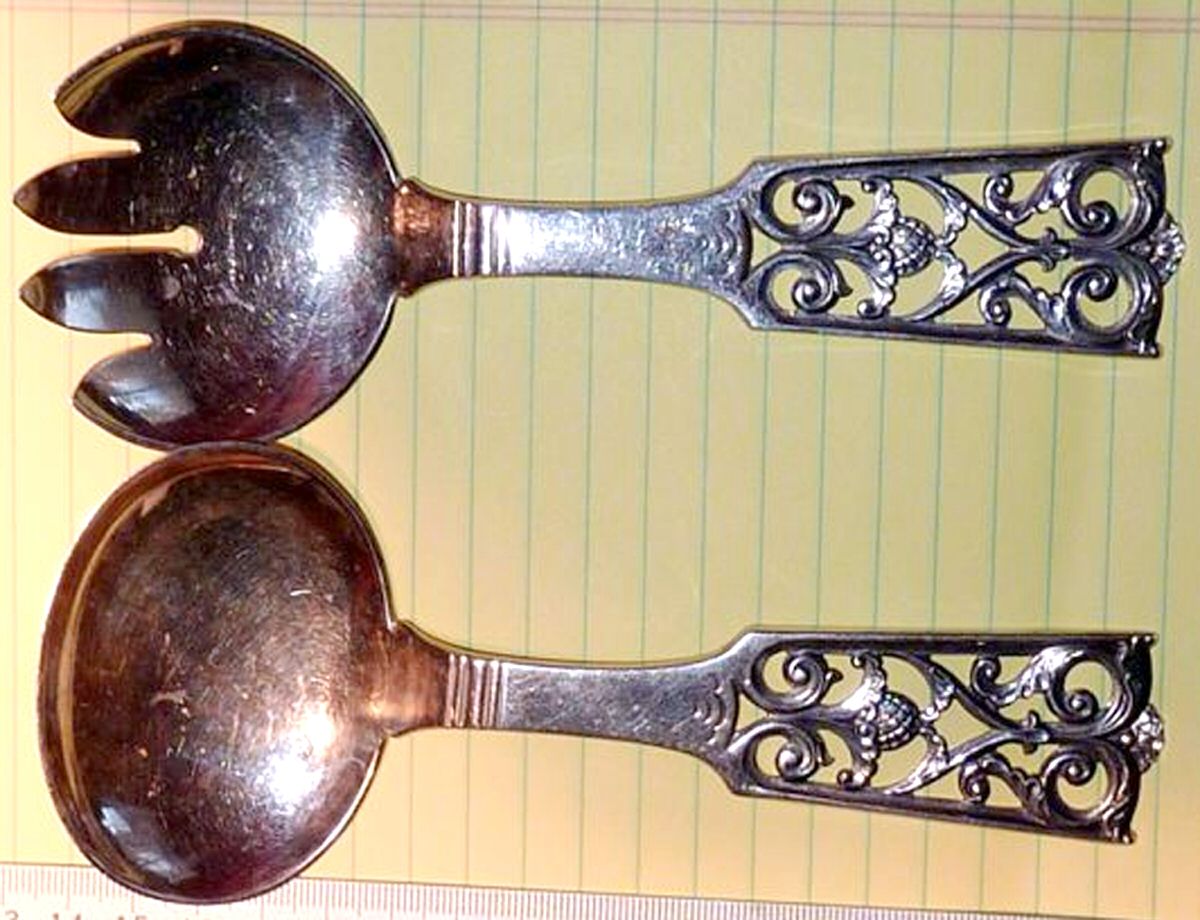 BDH6 (Sterling) (2 Pc) Solid Salad Set by Brodrene Lohne (Norway)-1