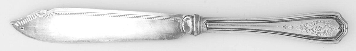 Georgian-Engraved (Monograms) Individual Fish Knife with Silverplate Blade by Birks Silver-1