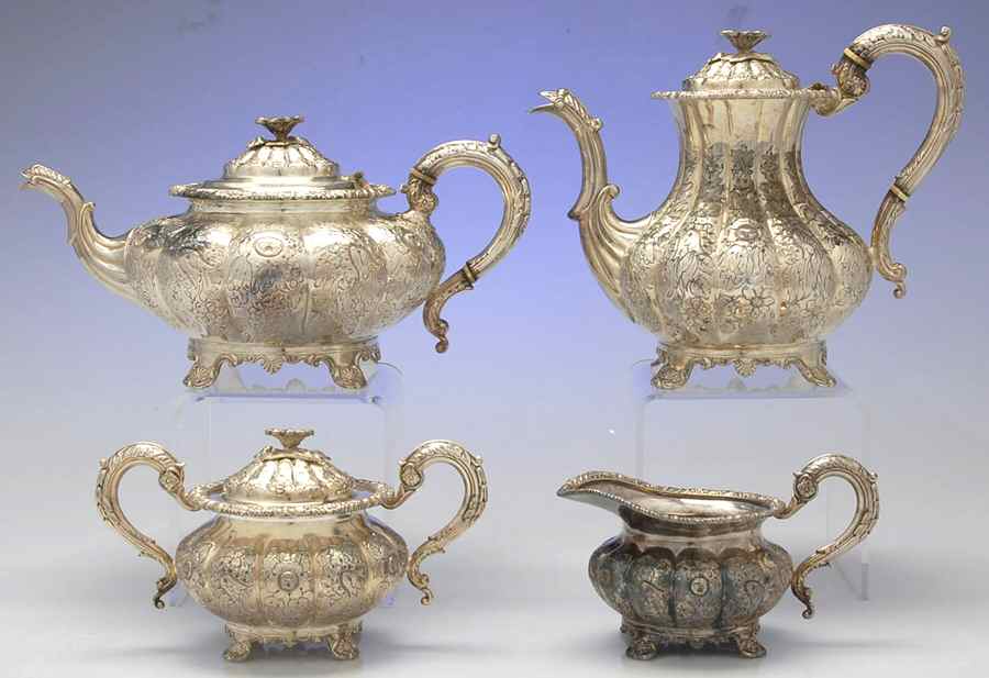 BIR23 (Silverplate, Hollowware) (4 Piece) Silverplate Tea Set by Birks Silver-1