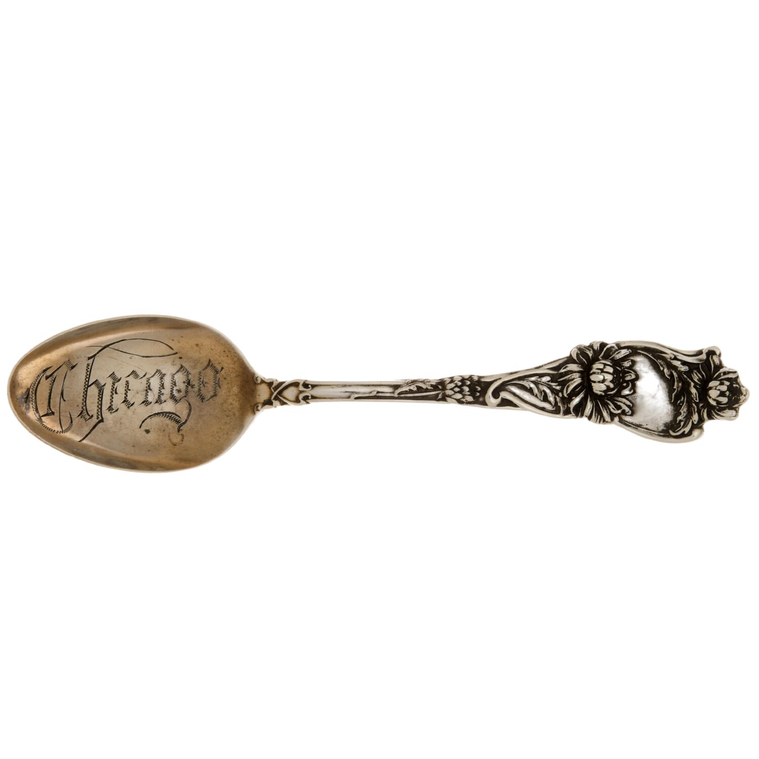 States & Cities Souvenir Spoons(Sterling) Illinois Five O'Clock Spoon by Baker Manchester-1