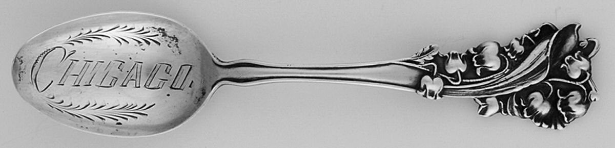 States & Cities Souvenir Spoons(Sterling) Illinois Five O'Clock Spoon by Baker Manchester-1