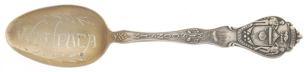 States & Cities Souvenir Spoons(Sterling) Wisconsin Five O'Clock Spoon by Baker Manchester-1