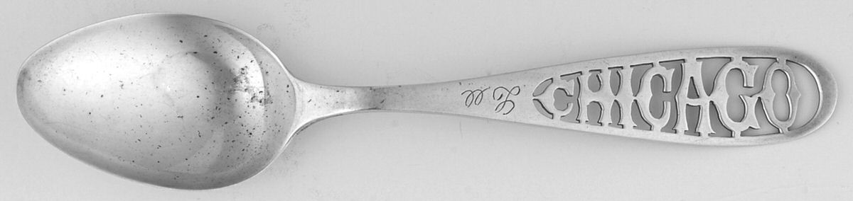 States & Cities Souvenir Spoons(Sterling) Illinois Five O'Clock Spoon by Baker Manchester-1