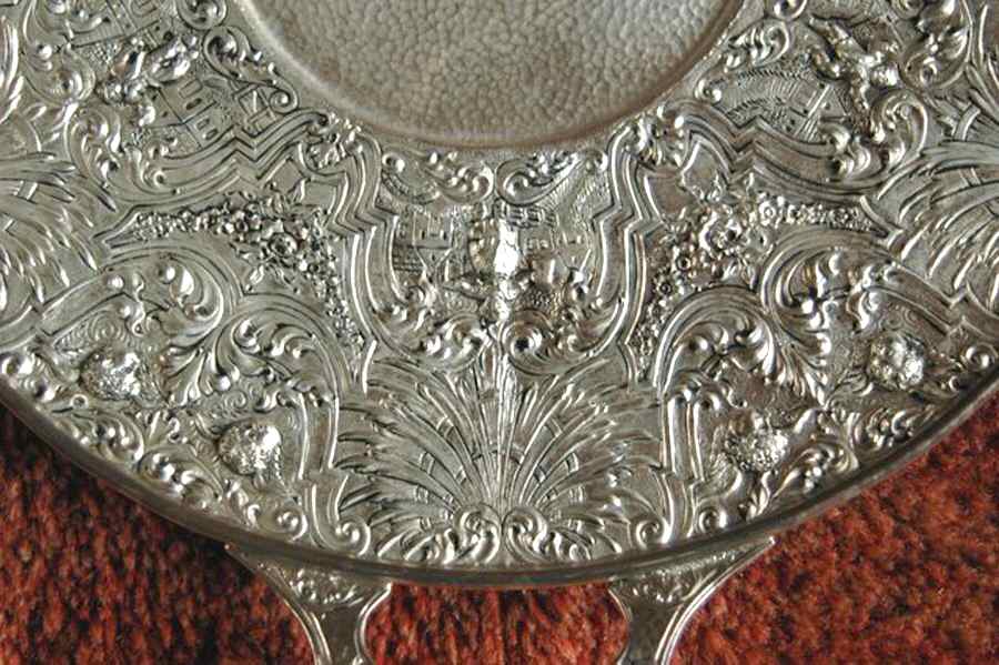 3686 (Silverplate, Hollowware) 13" Handled Round Tray by Barbour Silver (USA)-1