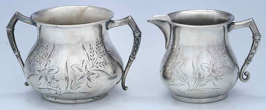 651 (Silverplate, Hollowware) Creamer & Open Sugar Set by Brooklyn-1