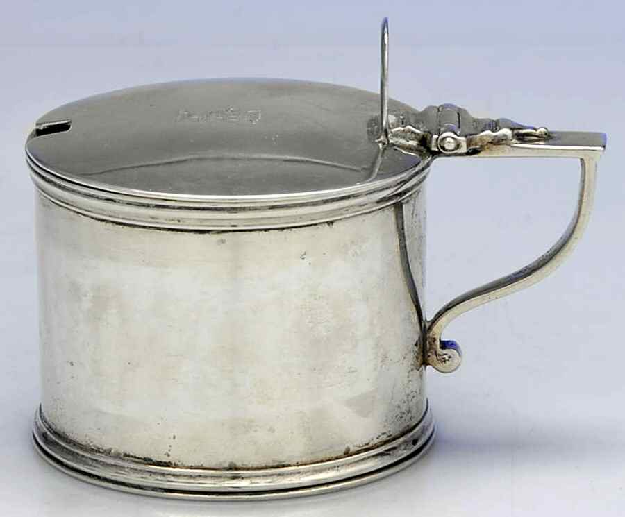 BNJ1 (Sterling, Hollowware) Mustard Pot with Hinged Lid by Edward, John & Wm Barnard-1