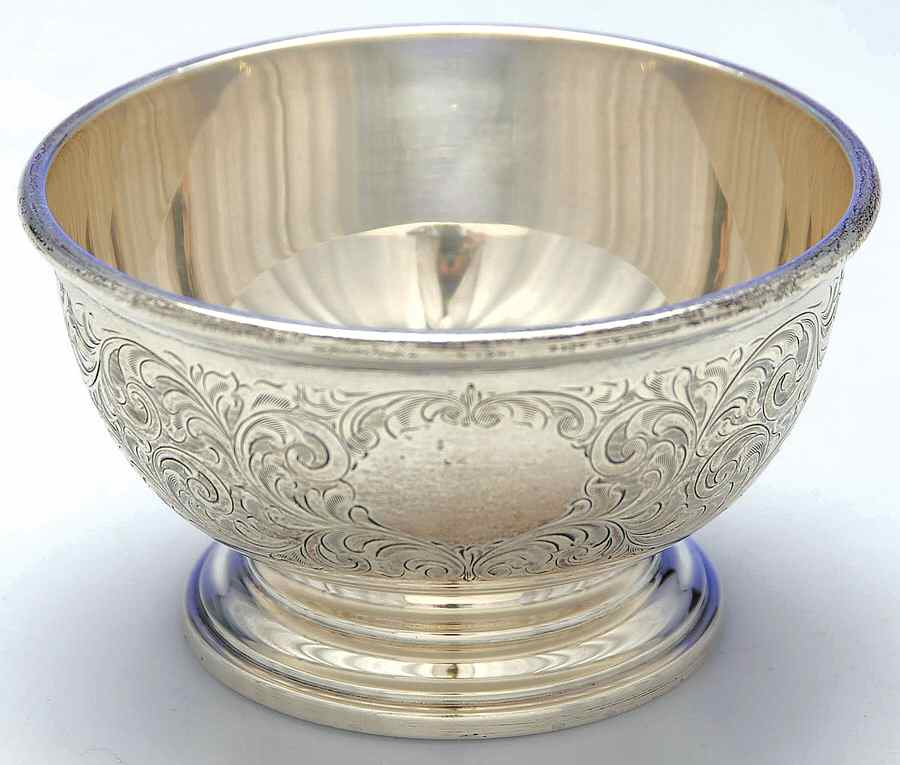 Tudor Scroll (Sterling, Hollowware) Mini Open Sugar Bowl by Birks Silver-1