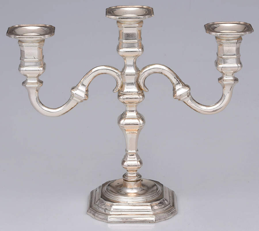 Silverplate Hollowware 9" 3 Light Candleabra by BMF-1