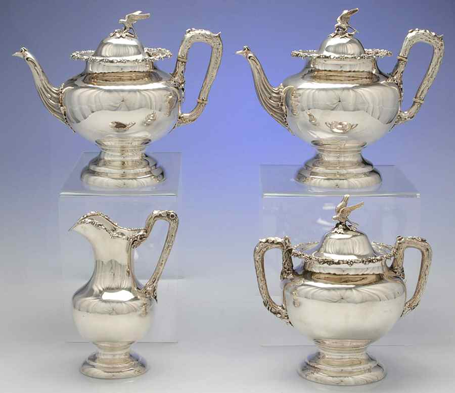 46 (Coin, Hollowware) 4 Piece Tea Set (SCP, STP, SCR, SSU) by Bailey & Co-1
