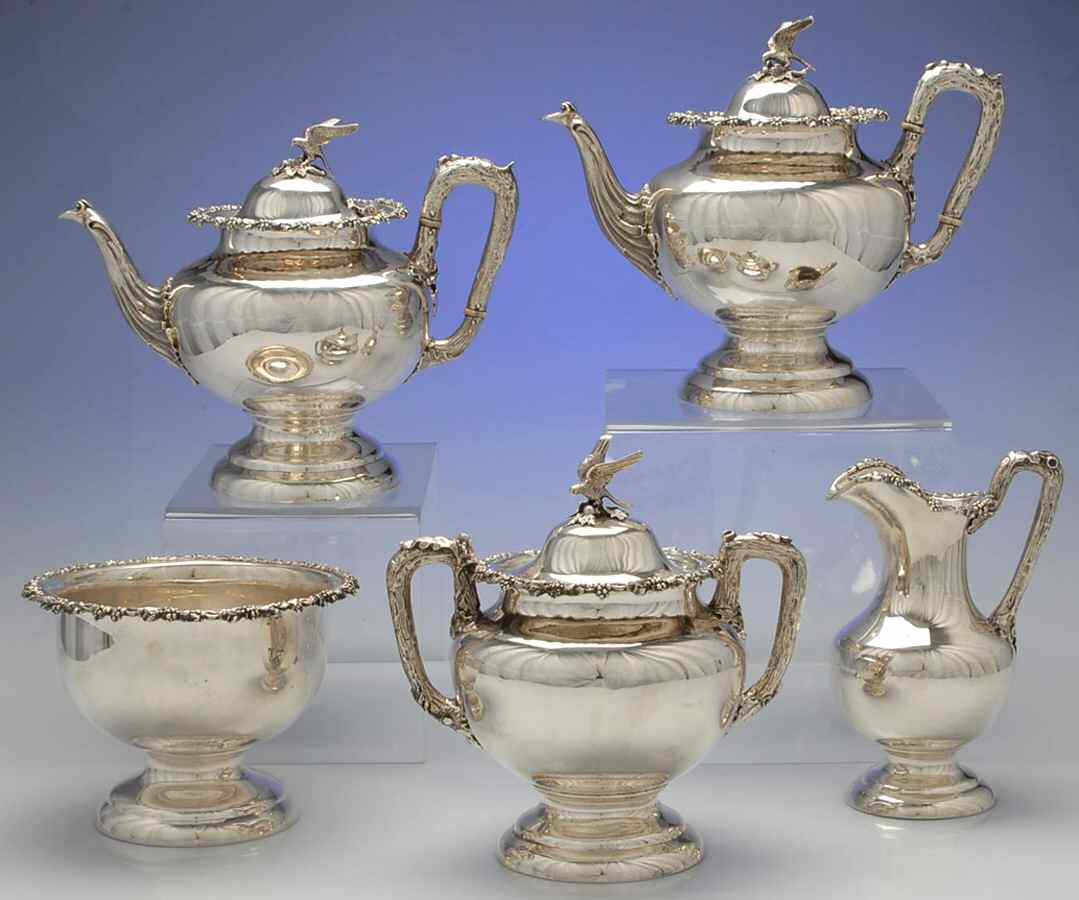 46 (Coin, Hollowware) 5 Piece Tea Set (SCP, STP, SCR, SSU, SWB) by Bailey & Co-1