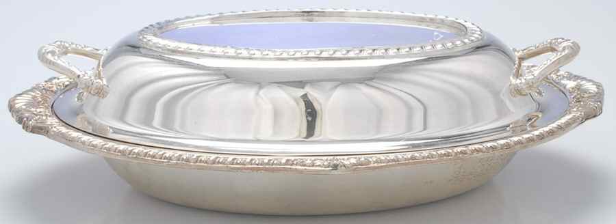 723 (Silverplate, Hollowware) 12" Oval Double Vegetable by Burche-1