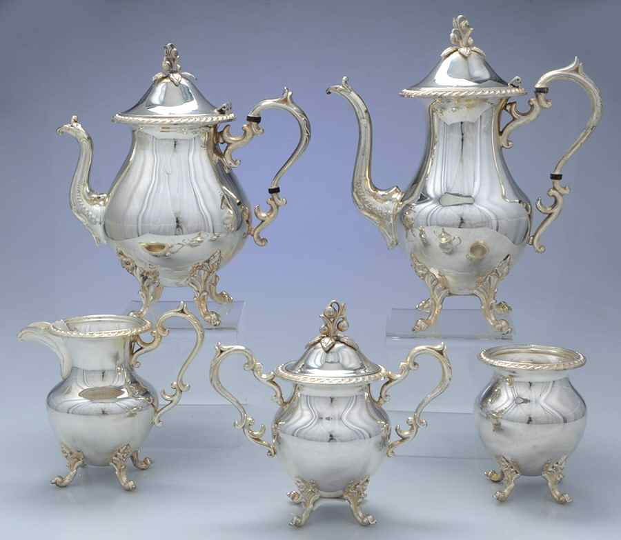Bim20 (Silverplate, Hollowware) 5-Piece Plated Tea Set (with Waste) by Birmingham Silver Co-1