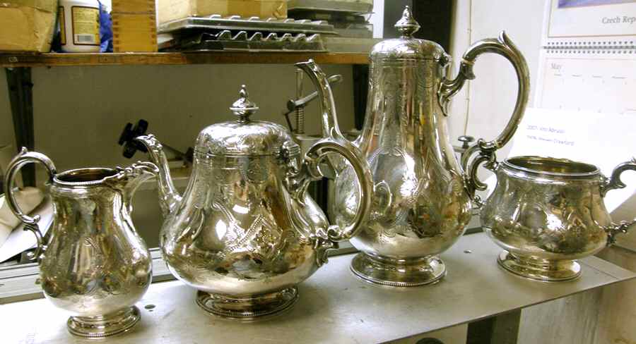 745 (Sterling Hollowware) 4 Piece Tea Set (SCP, STP, SCR, SSU) by Edward, John & Wm Barnard-1