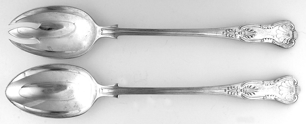 Kings (Silverplate) Solid Oversized Serving Salad Set by Barker Bros Ltd. Flatware-1