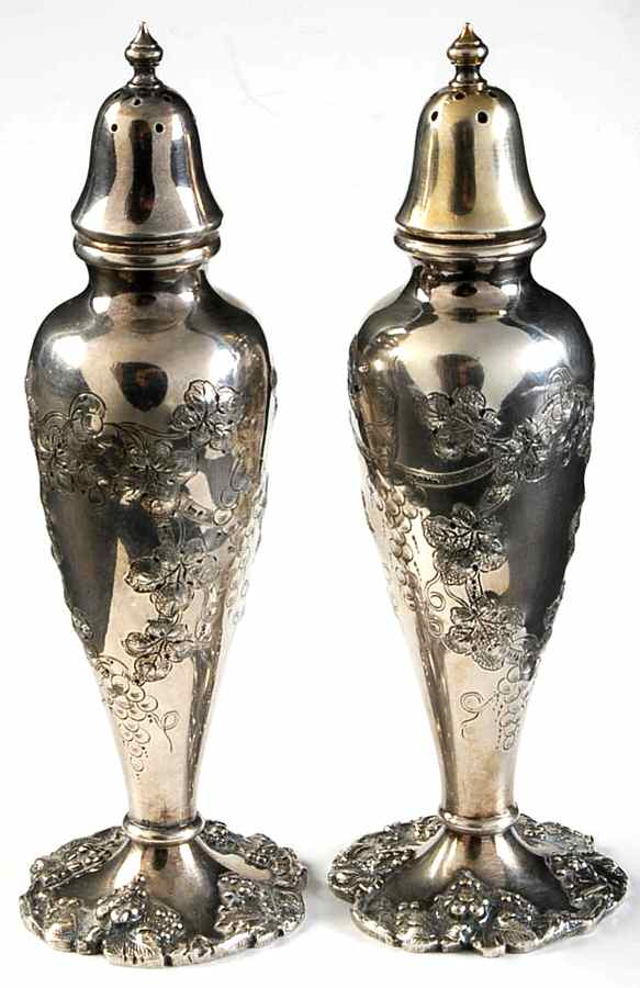 Vintage-Chased (Silverplate, Hollowware) Salt and Pepper Set by International Silver-1