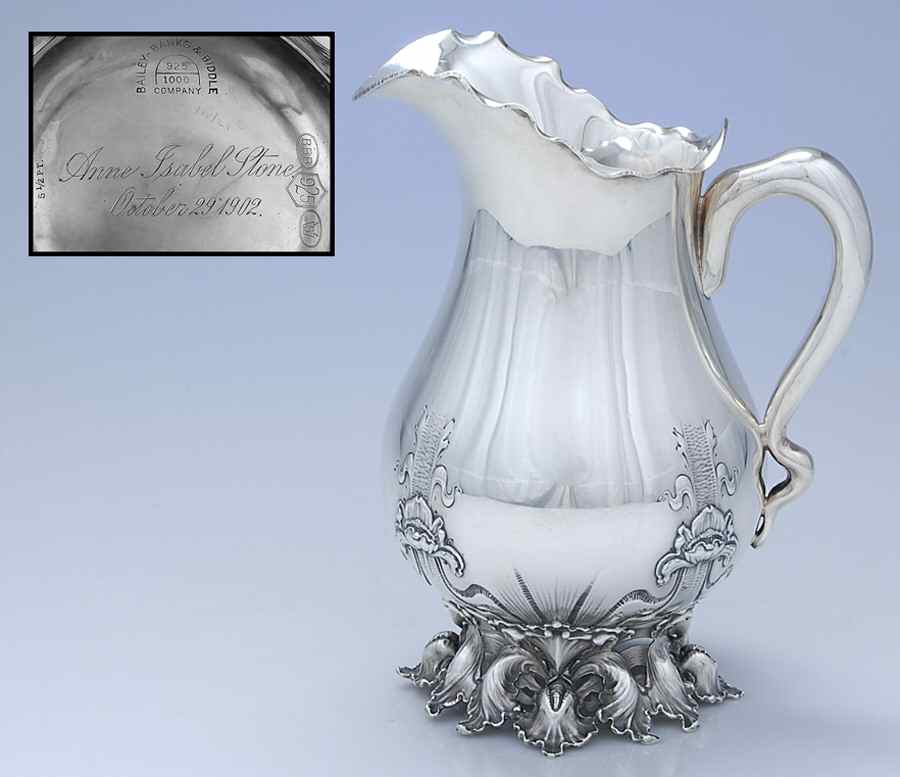 1554A (Sterling, Hollowware) 88 Oz Water Pitcher by Bailey, Banks & Biddle-1