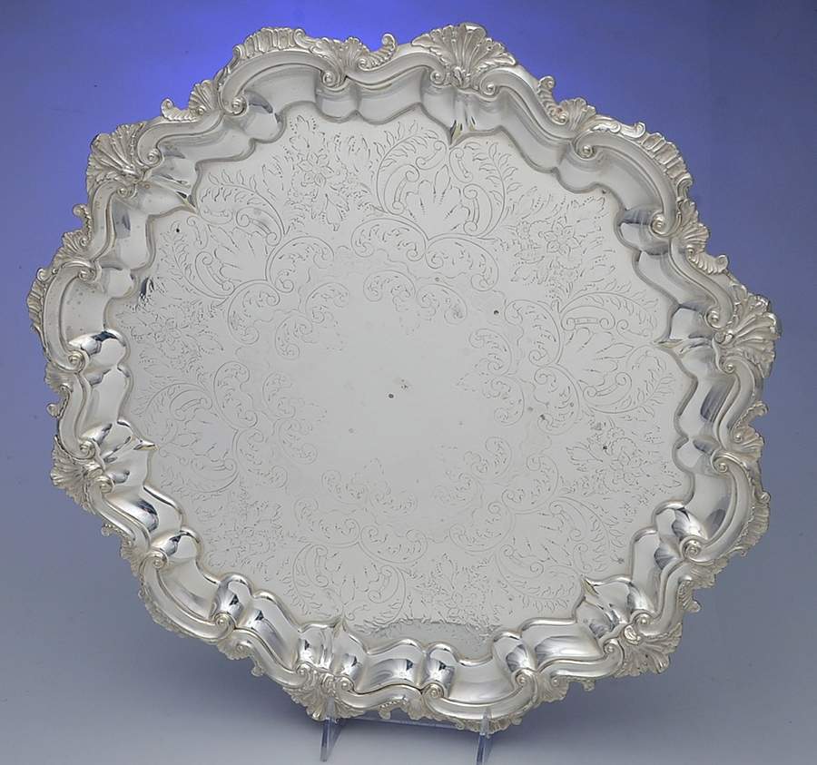 12215 (Silverplate, Hollowware) 17" 4 Toed Round Tray by Barker Bros Ltd. Flatware-1