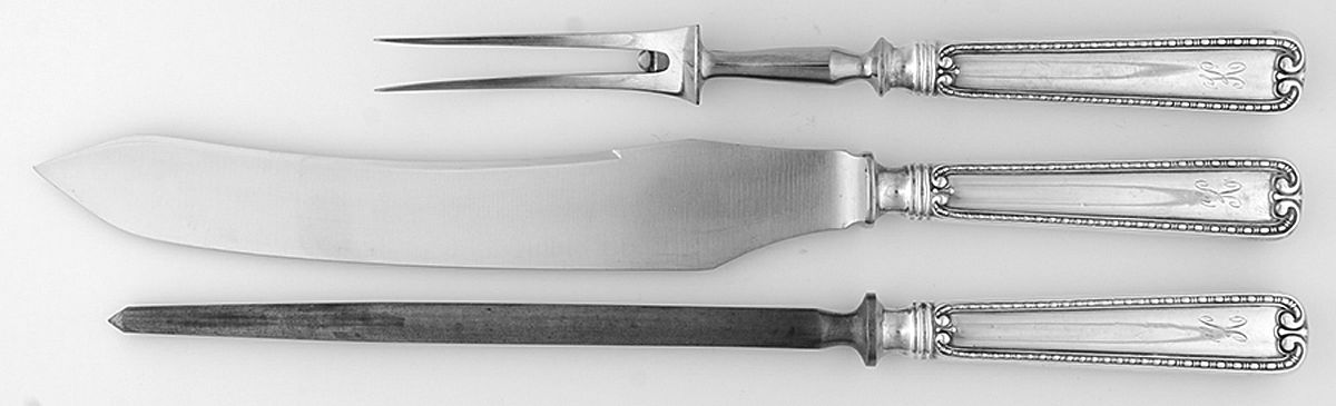 BIR16 (Sterling) Large 3-Piece Roast Carving Set with Stainless Blade by Birks Silver-1