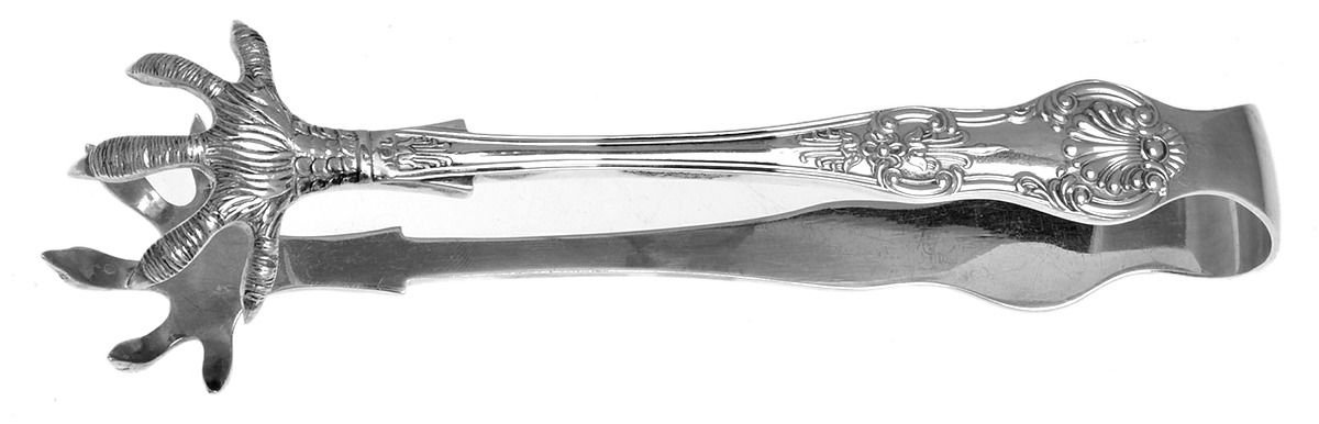Queens (Silverplate) Large Ice Serving Tongs by Barker Bros Ltd. Flatware-1