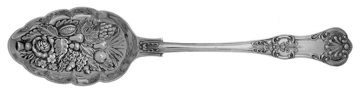 Queens (Silverplate) Solid Smooth Berry/Casserole Spoon by Barker Bros Ltd. Flatware-1
