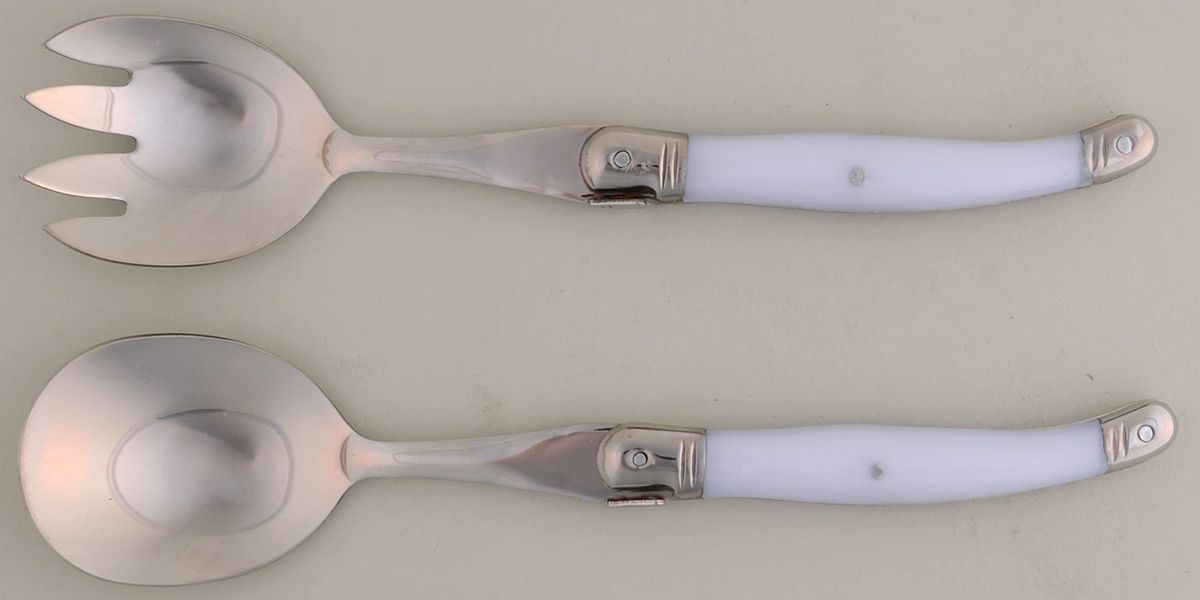 Laguiole (White Handle, Stainless) (2 Pc) Solid Salad Set by Barenthal-1