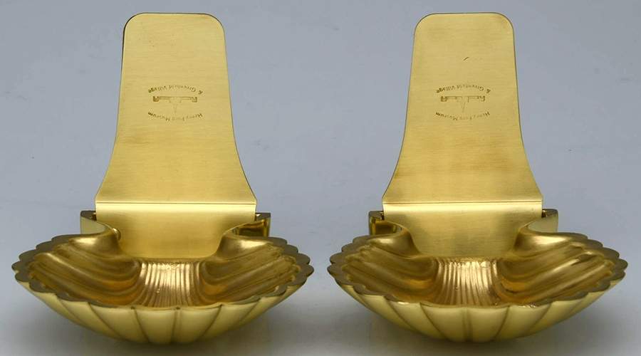 Regency Shell (Brass, Hollowware) Pair of Bookends by Baldwin Brass-1