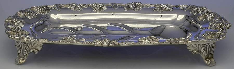 Pinehurst (Silverplate, Hollowware) 17" 4 Toed Meat Platter with Well by Bernard Rice's Sons-1