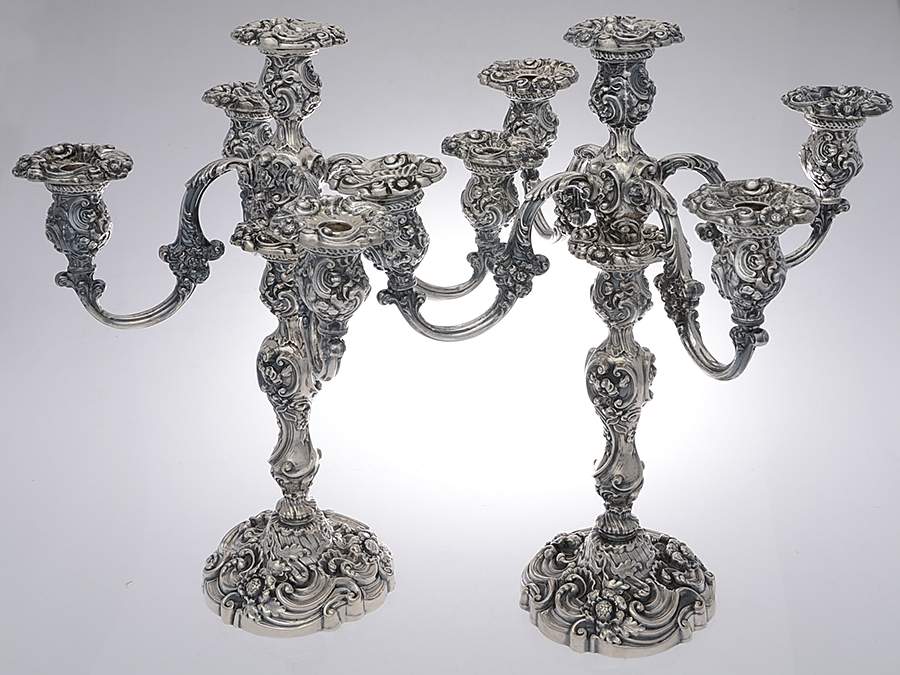 321 (Sterling, Hollowware) Pair of Weighted 5 Light Candelabra by Black Starr & Frost-1
