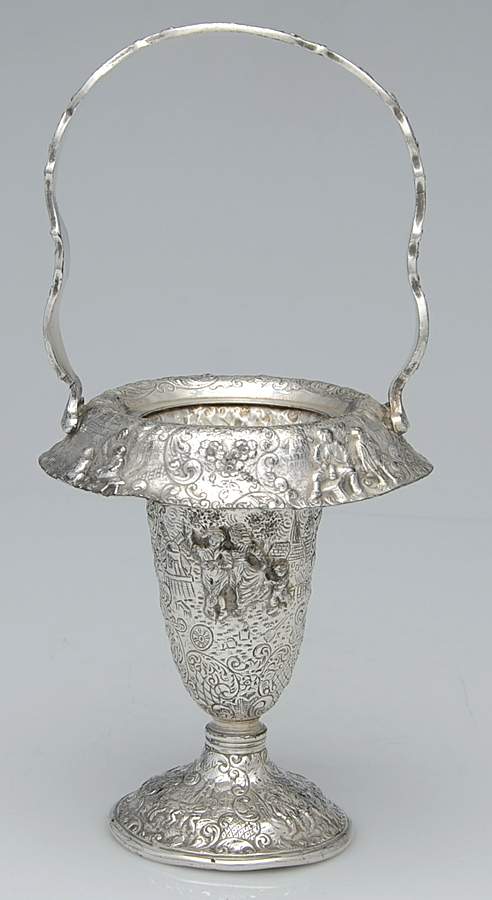 3733 (Silverplate, Hollowware) Basket Vase with Handle by Barbour Silver (USA)-1