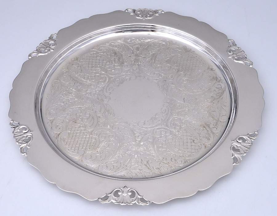 8837 (Silverplate, Hollowware) 12" Pierced Round Tray by Luther Boardman & Son-1