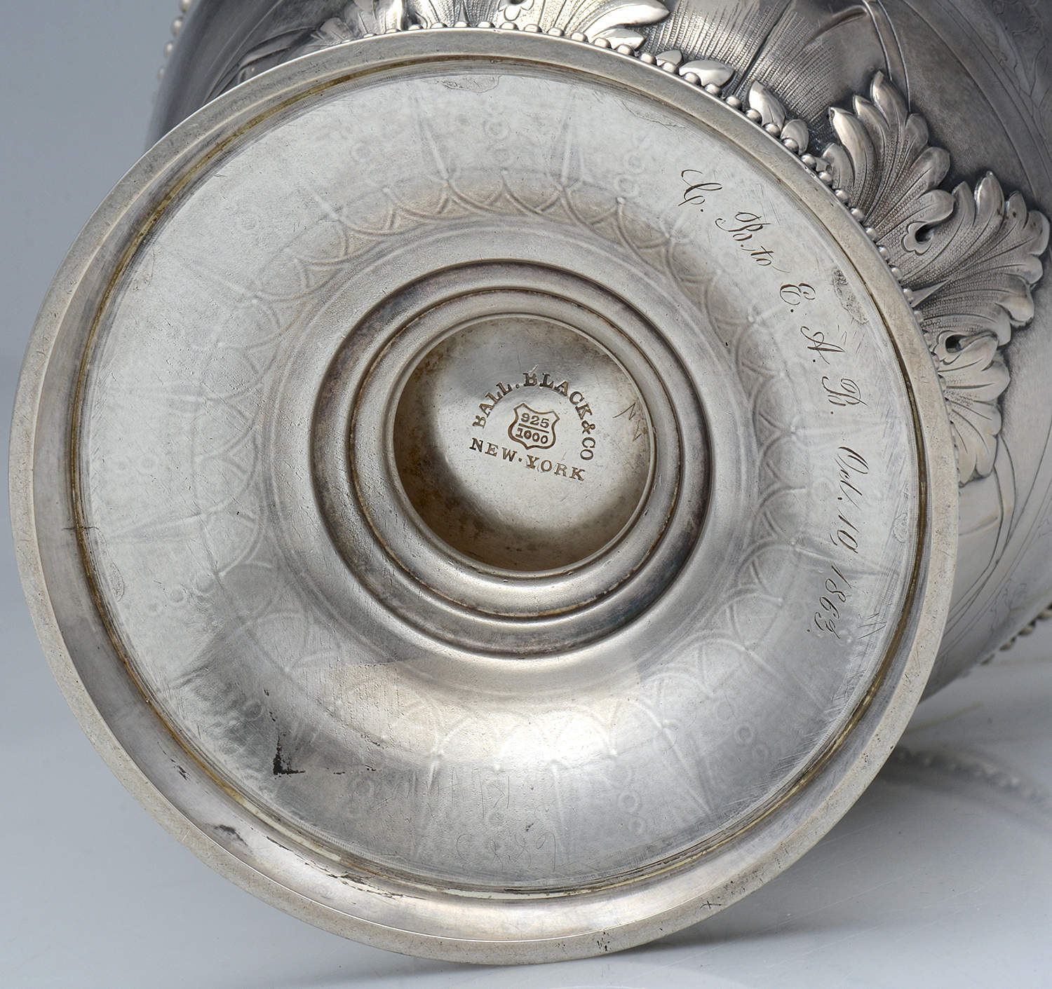 Medallion (Sterling, Hollowware) Footed Ewer/Pitcher by Ball Black & Co-12