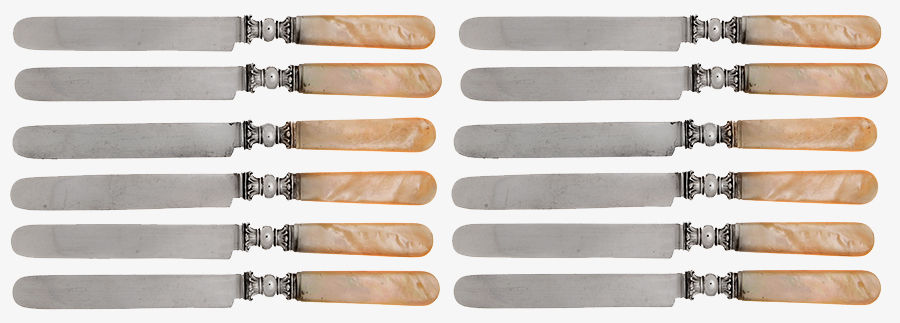 Pearl Handle 1 (Sterling) Pearl Handle Breakfast Knife - Set of 12 by Springbrooke Cutlery-1