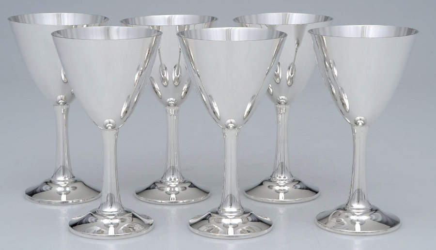 70 (Sterling, Hollowware) Wine Goblet - Set of 6 by J C Boardman & Co-1