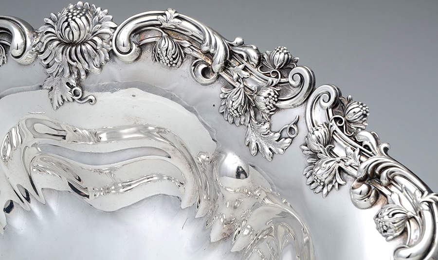 Chrysanthemum (Sterling, Hollowware) 17" Oval Flat Centerpiece by Black Starr & Frost-3