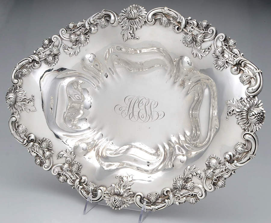 Chrysanthemum (Sterling, Hollowware) 17" Oval Flat Centerpiece by Black Starr & Frost-1