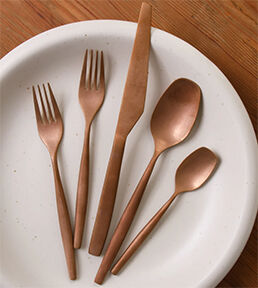 Stonewash-Rose Gold (Stainless) Fork by Bloomhouse Flatware-1
