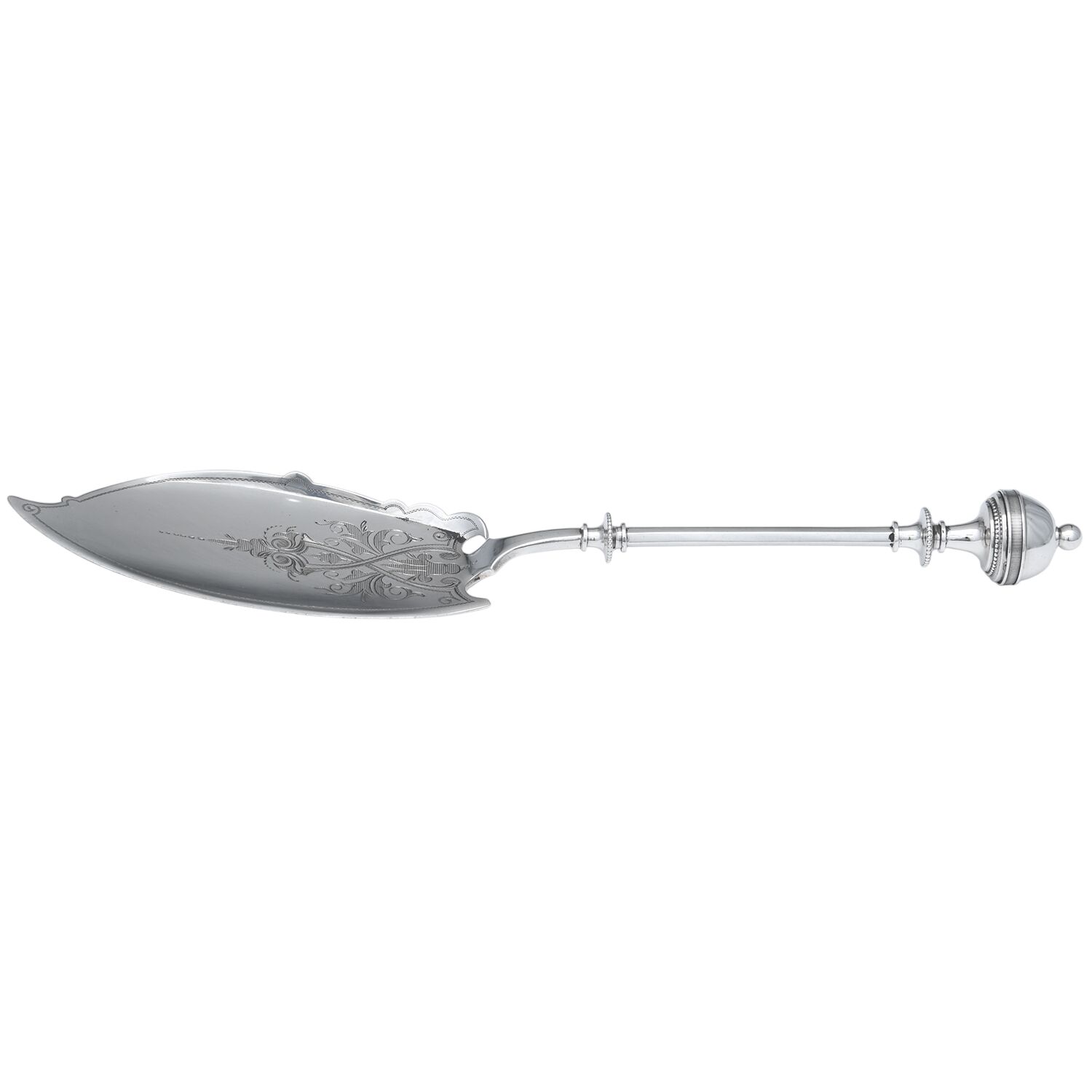 Ball (Sterling, Ball Tip) Large Solid Pierced Bright Cut Fish Knife by Browne & Spaulding-1