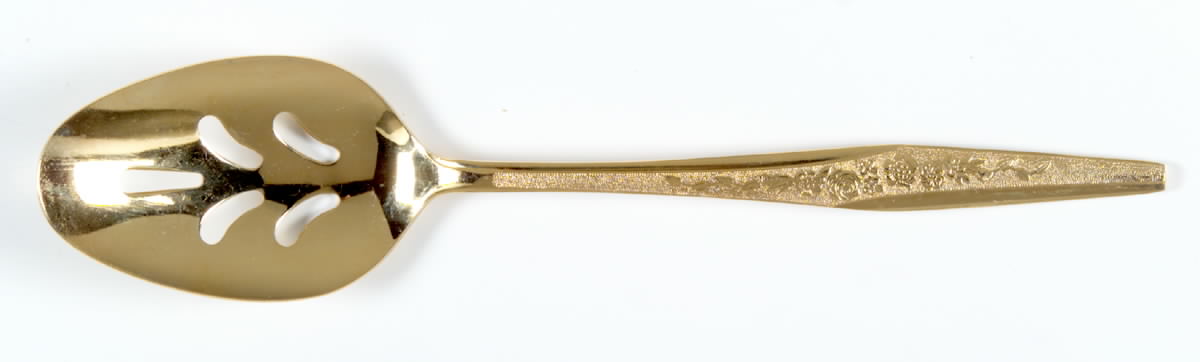 Golden Bouquet (Gold Electroplate) Pierced Tablespoon (Serving Spoon) by Carlyle Silver-1