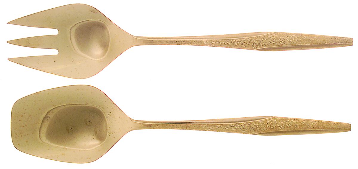 Golden Bouquet (Gold Electroplate) (2 Pc) Solid Salad Set by Carlyle Silver-1