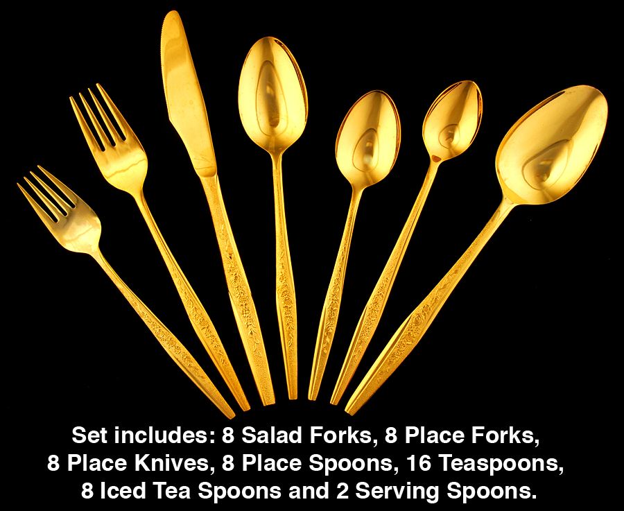 Golden Bouquet (Gold Electroplate) 58 Piece Set by Carlyle Silver-1