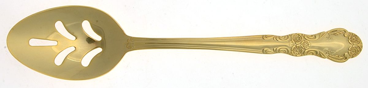Gold Alyssa (Gold Electroplate) Pierced Tablespoon (Serving Spoon) by Cambridge Silver-1