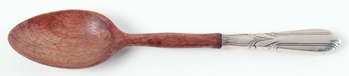 Crusader (Sterling, 1937-1938, No Monograms) Salad Serving Spoon with Wooden Bowl by Concord-1