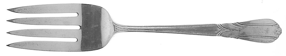 Crusader (Sterling, 1937-1938, No Monograms) Medium Solid Cold Meat Serving Fork by Concord-1